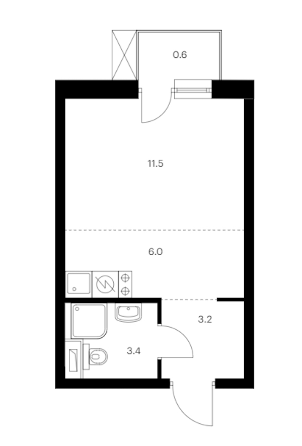 Квартира студия 24.7 м², 8/12 эт., ЖК «Шкиперский 19»